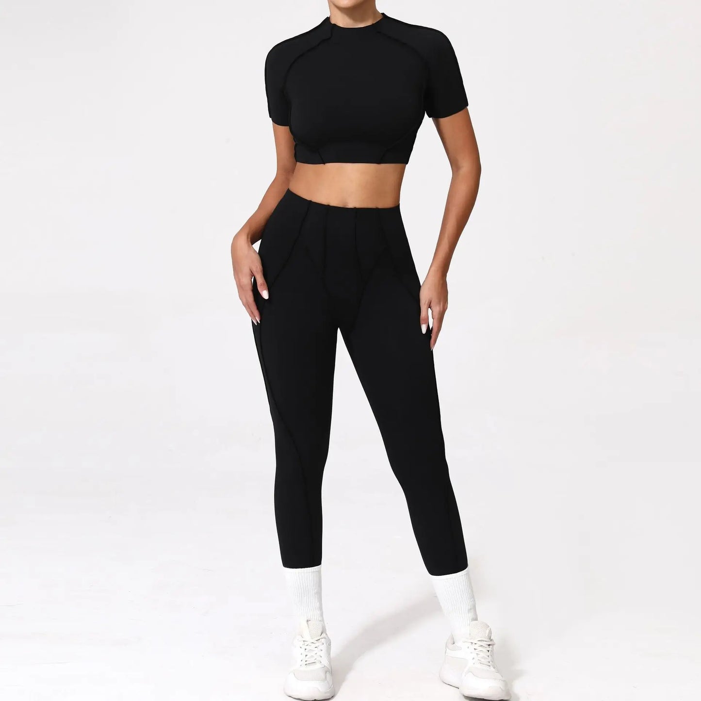 SVRNYX Seamless Yoga Set High Waist Leggings And Backless Bra