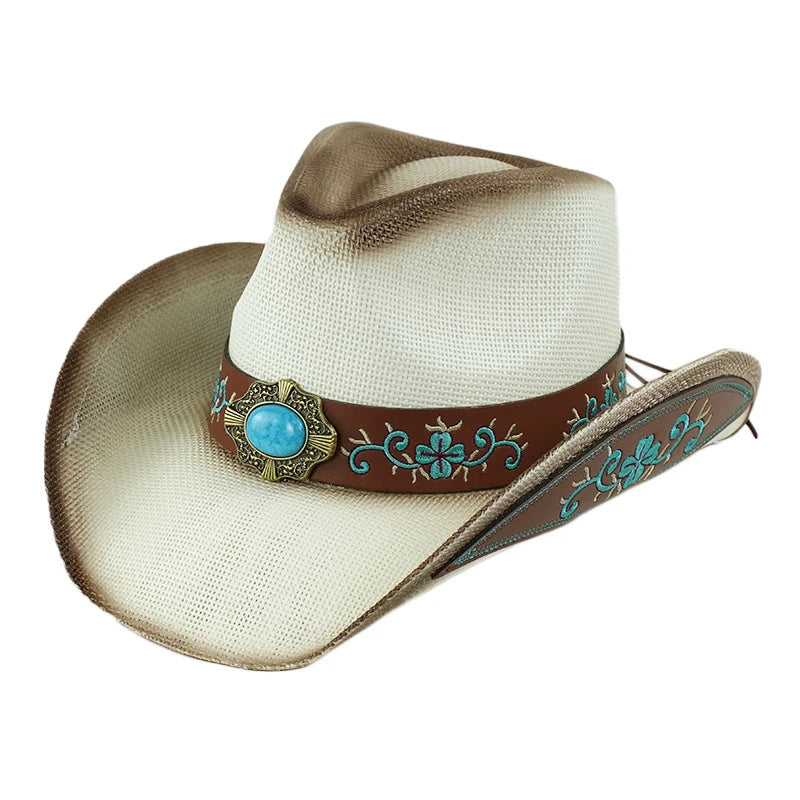 Outdoor New Classic American Flag Western Cowboy Hats Summer Women Sun Blocking Travel Cap Men Wide Brim Beach Party Fishing Hat