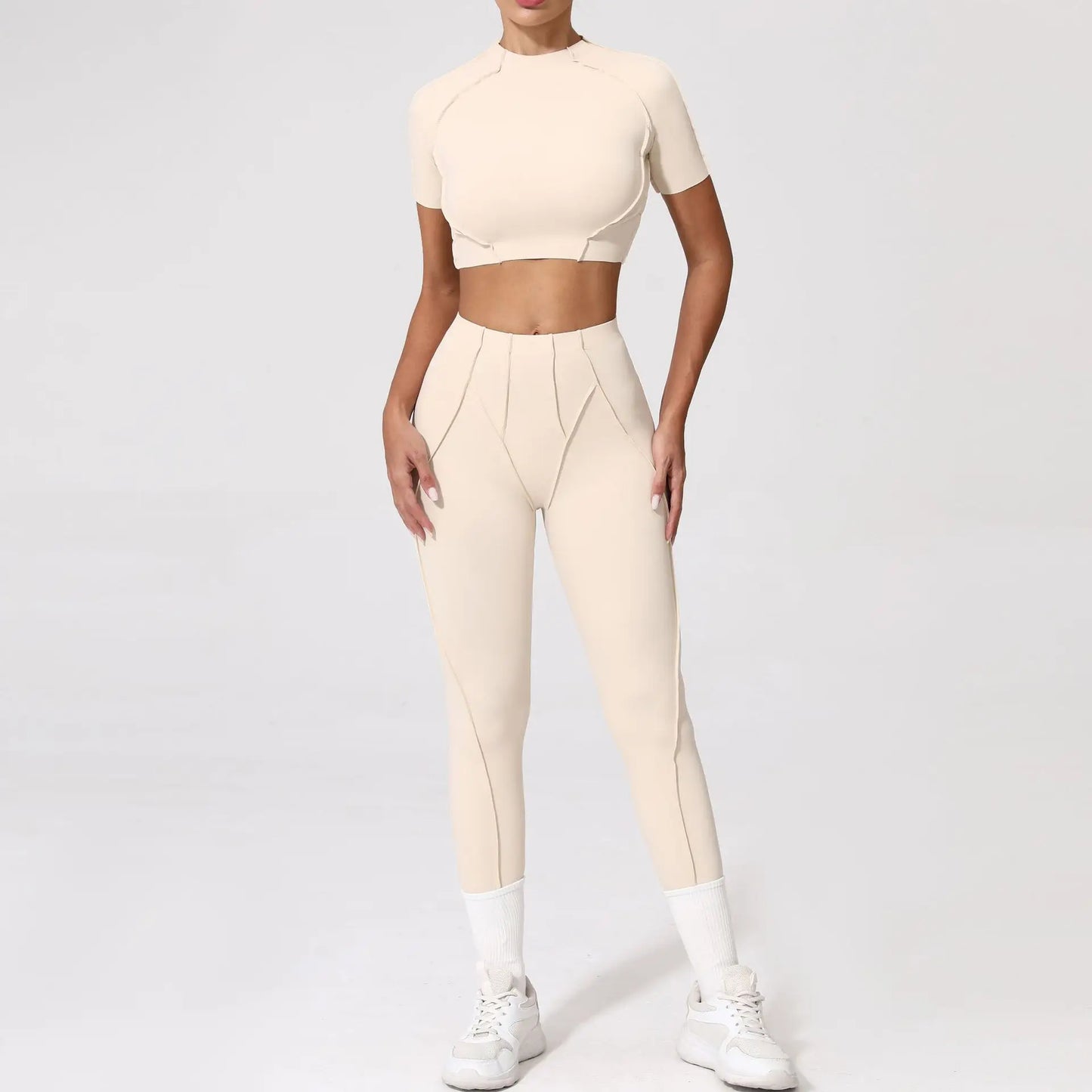 SVRNYX Seamless Yoga Set High Waist Leggings And Backless Bra