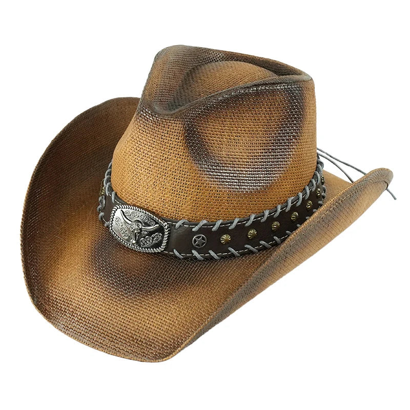 Outdoor New Classic American Flag Western Cowboy Hats Summer Women Sun Blocking Travel Cap Men Wide Brim Beach Party Fishing Hat