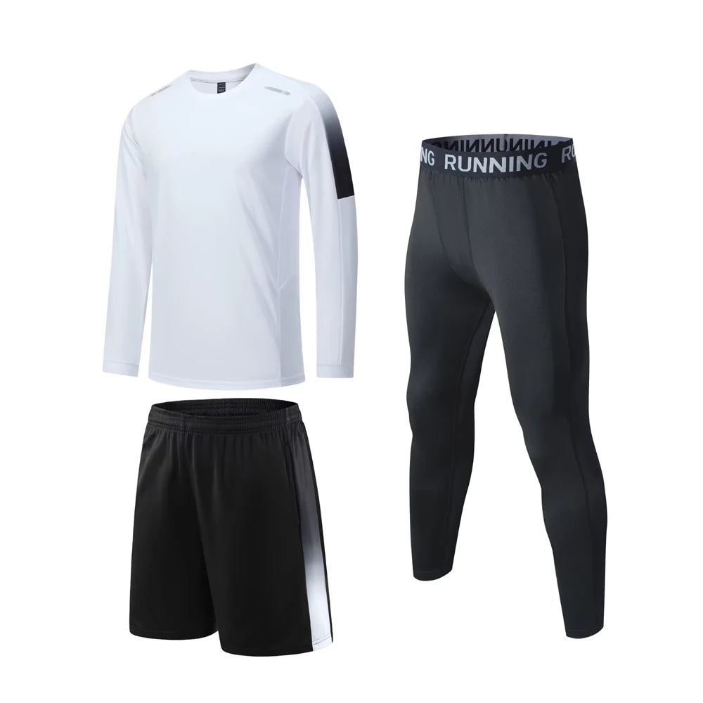 NONECN Men Compression Sportswear Tracksuit for Gym and Running