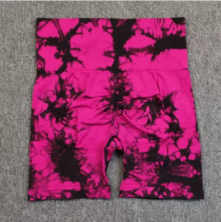 Tie-Dye Yoga Shorts For Women High Elastic Gym Running Fitness