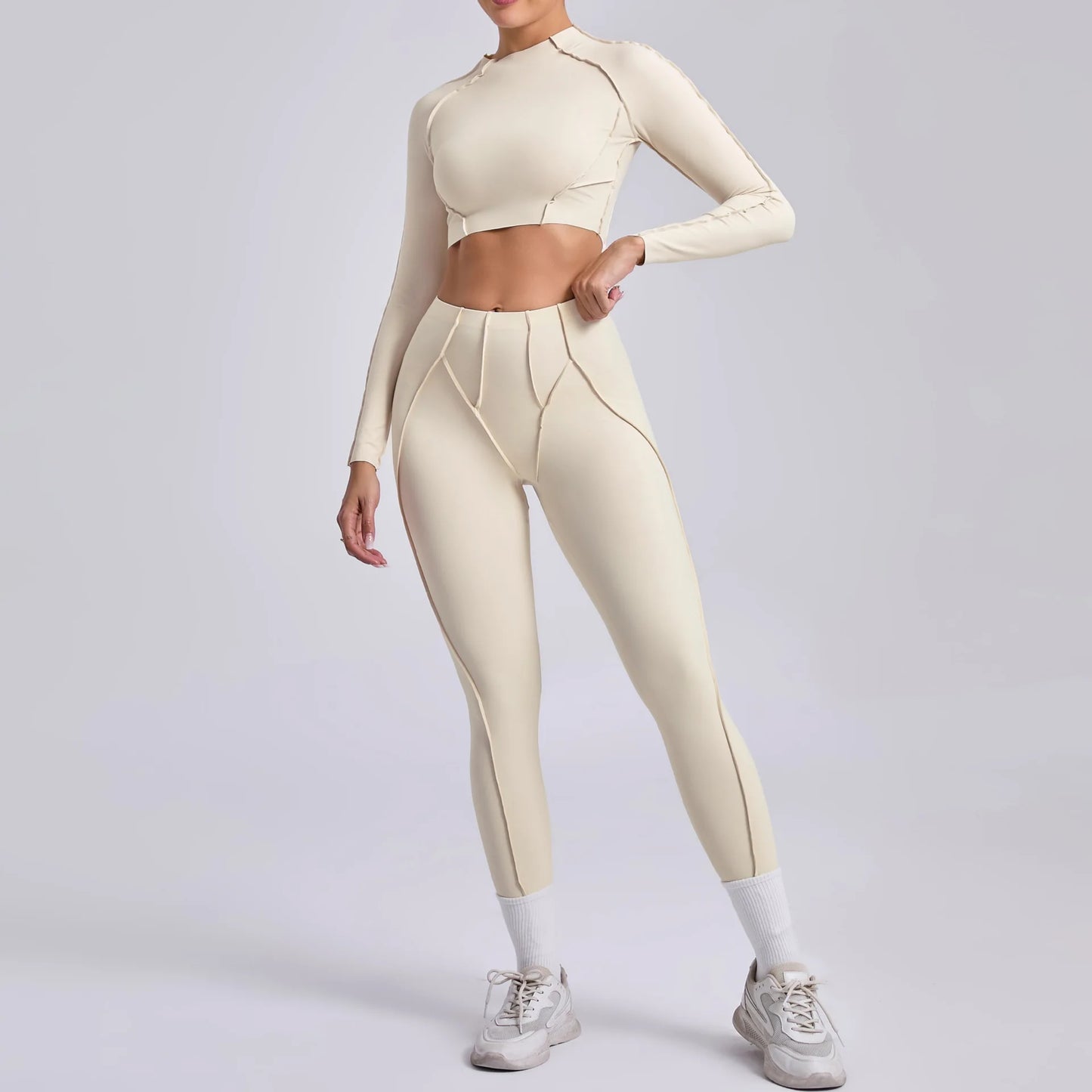 SVRNYX Seamless Yoga Set High Waist Leggings And Backless Bra