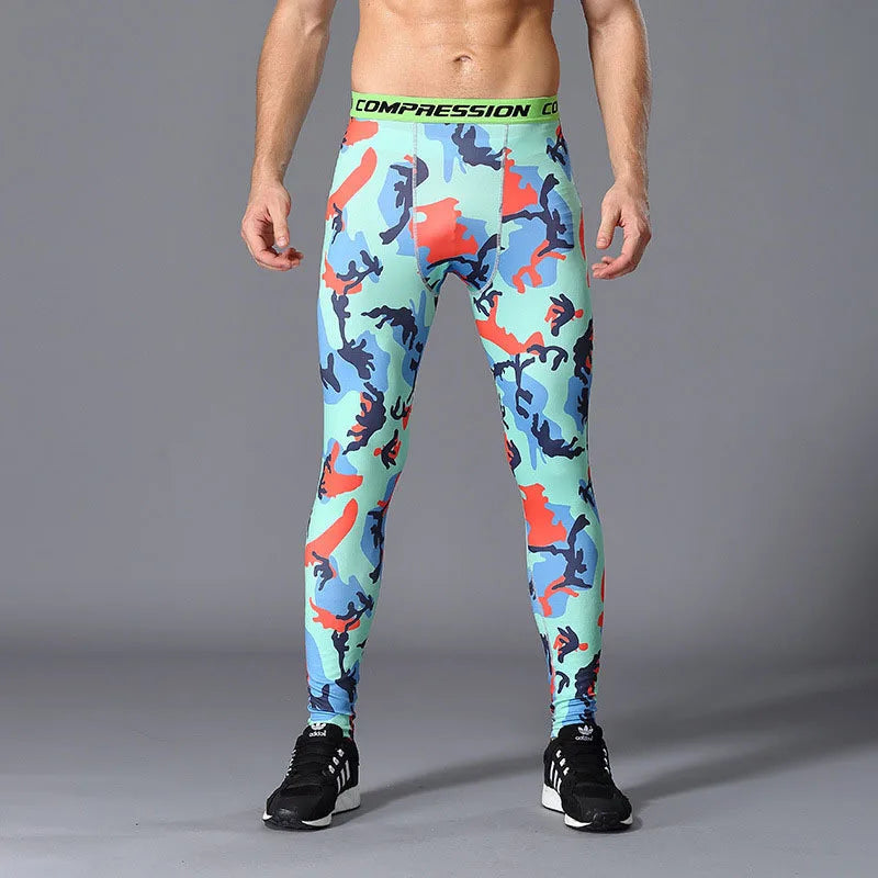 Camouflage Men's Running Compression Leggings Quick Dry Fitness Tights