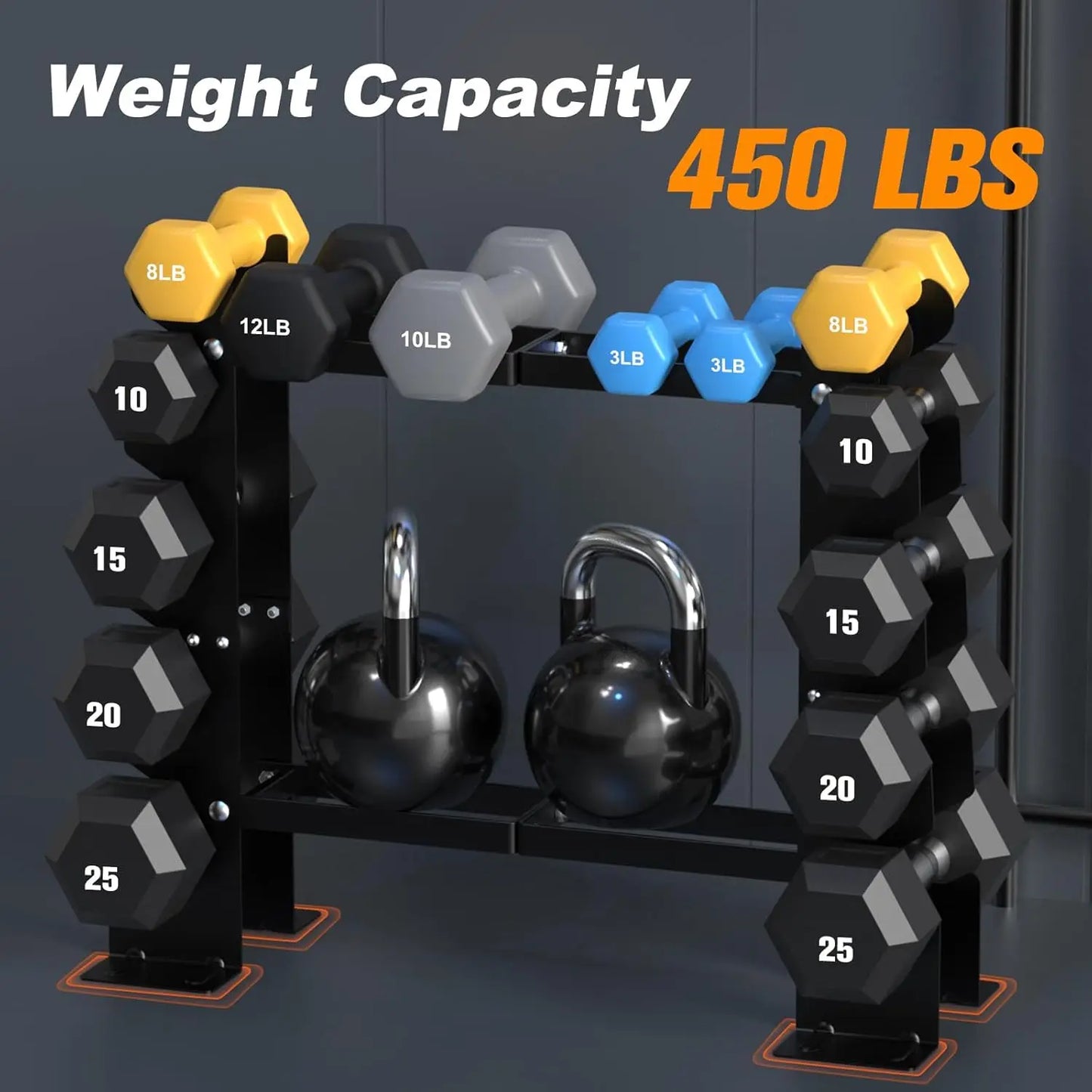 5-Tier Dumbbell Rack Stand For Home Gym Heavy Duty Steel