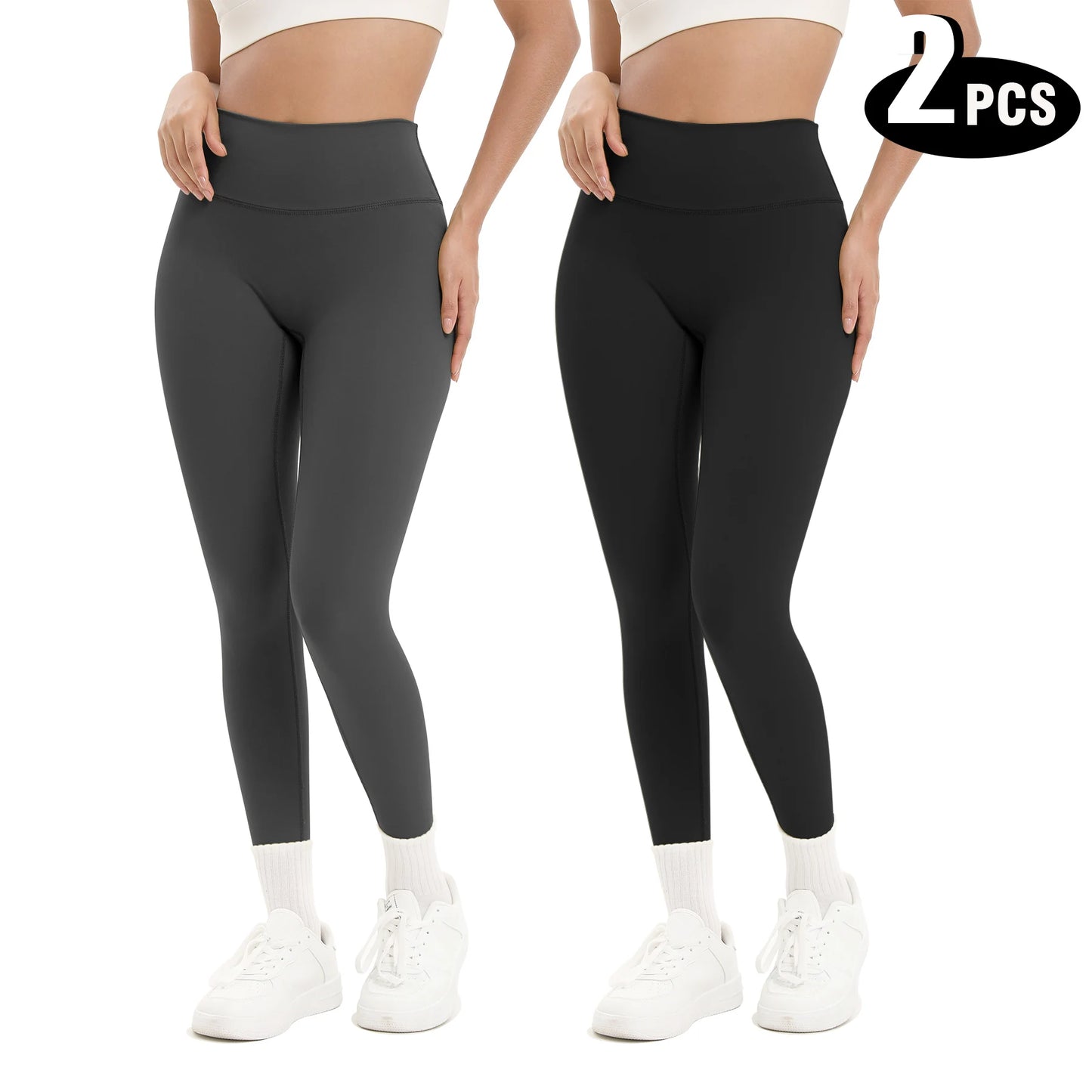 NONECN Womens High Waisted Butt Lifting Seamless Yoga Leggings Pack