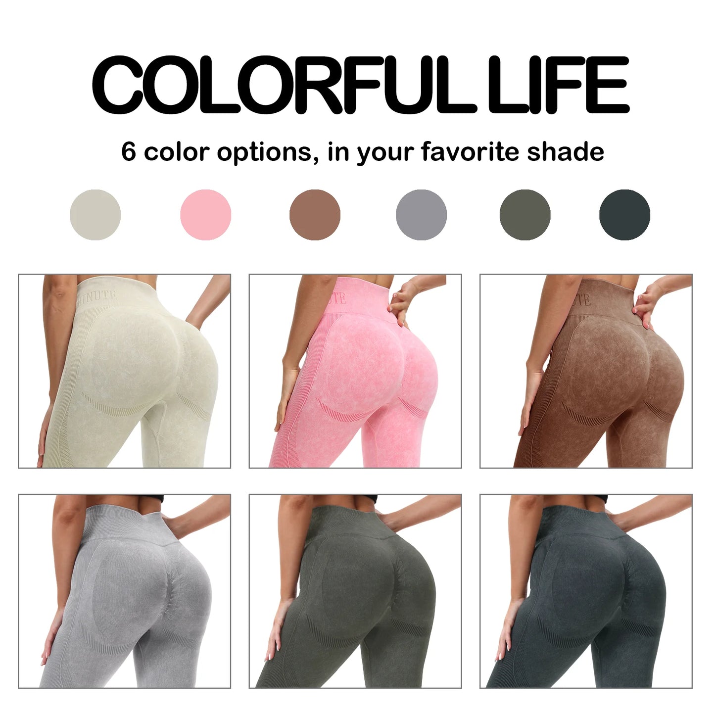 NONECN Womens High Waisted Butt Lifting Seamless Yoga Leggings Pack