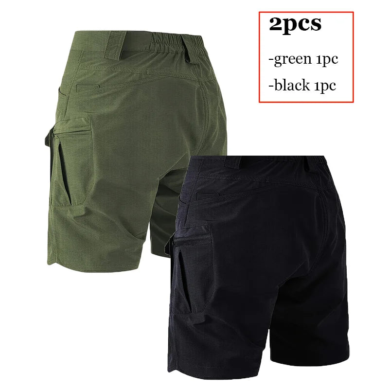 Mens Tactical Shorts 2Pcs Outdoor Climbing Multiple Pocket Casual Work Short Pant Summer Thin Wear-Resistant Knee Length Pant