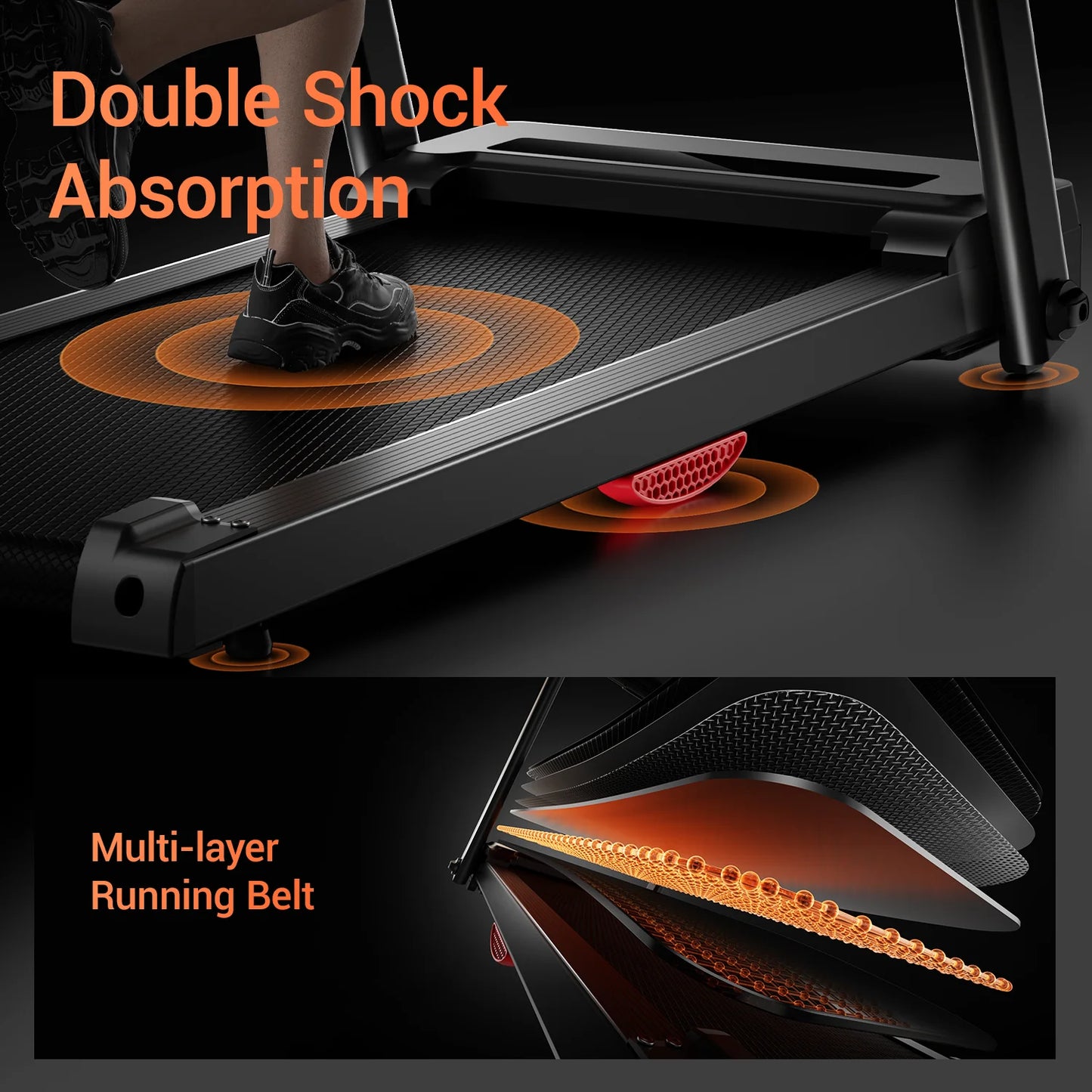 NONEDriving 3.0HP Brushless Foldable Home Treadmill HR Monitor