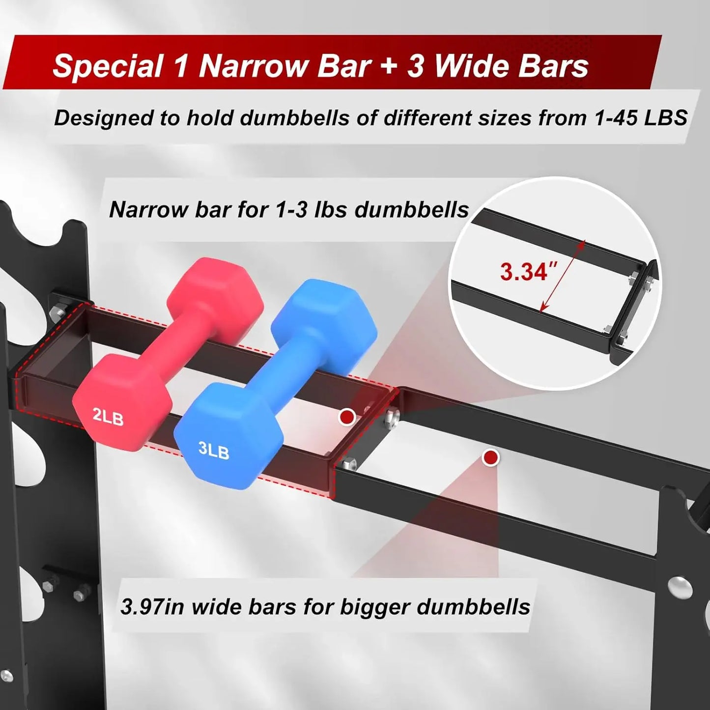 5-Tier Dumbbell Rack Stand For Home Gym Heavy Duty Steel