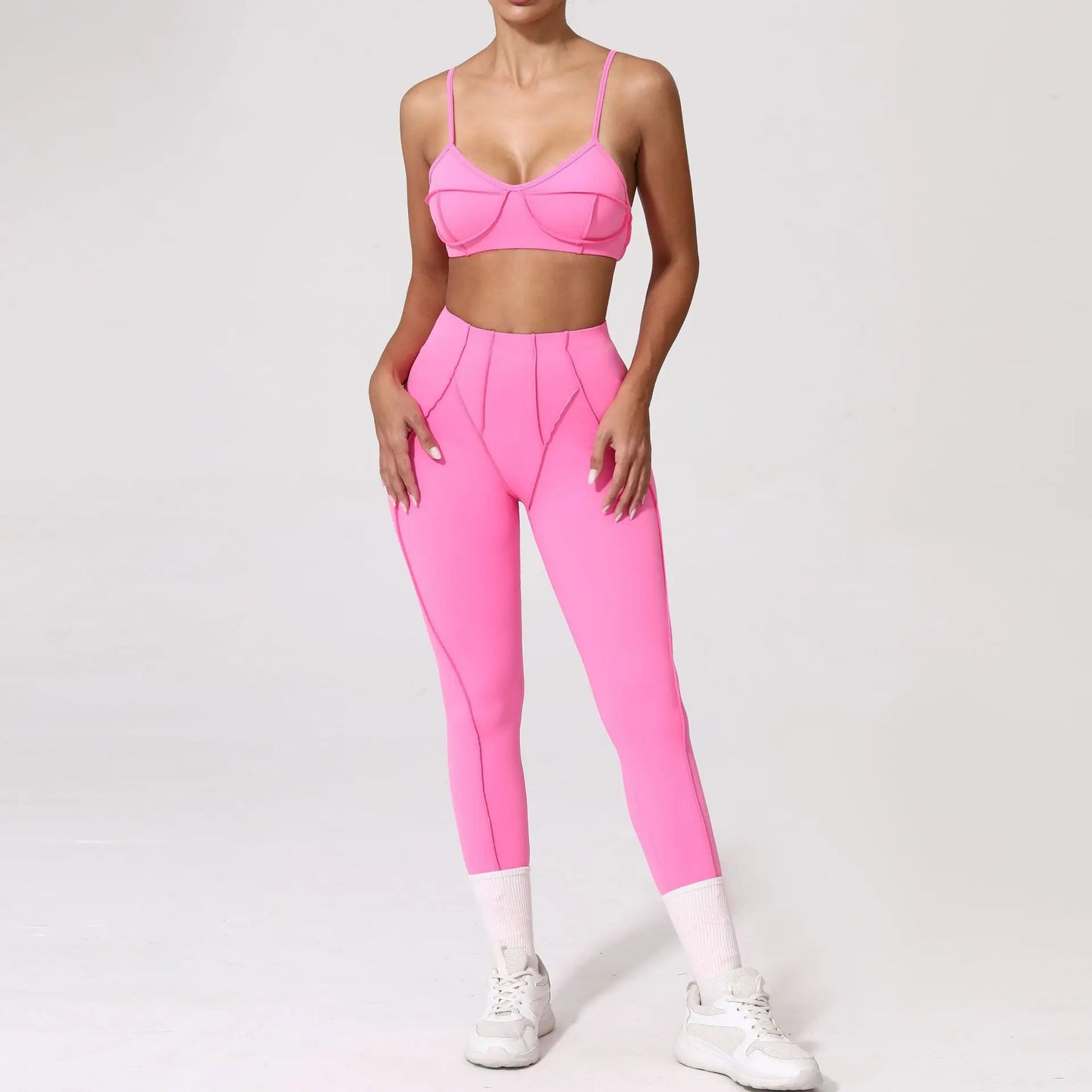 SVRNYX Seamless Yoga Set High Waist Leggings And Backless Bra