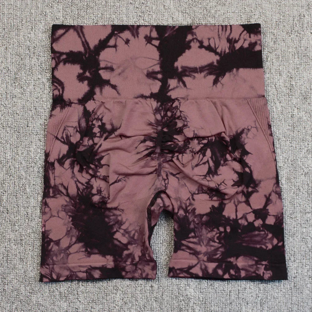 Tie-Dye Yoga Shorts For Women High Elastic Gym Running Fitness