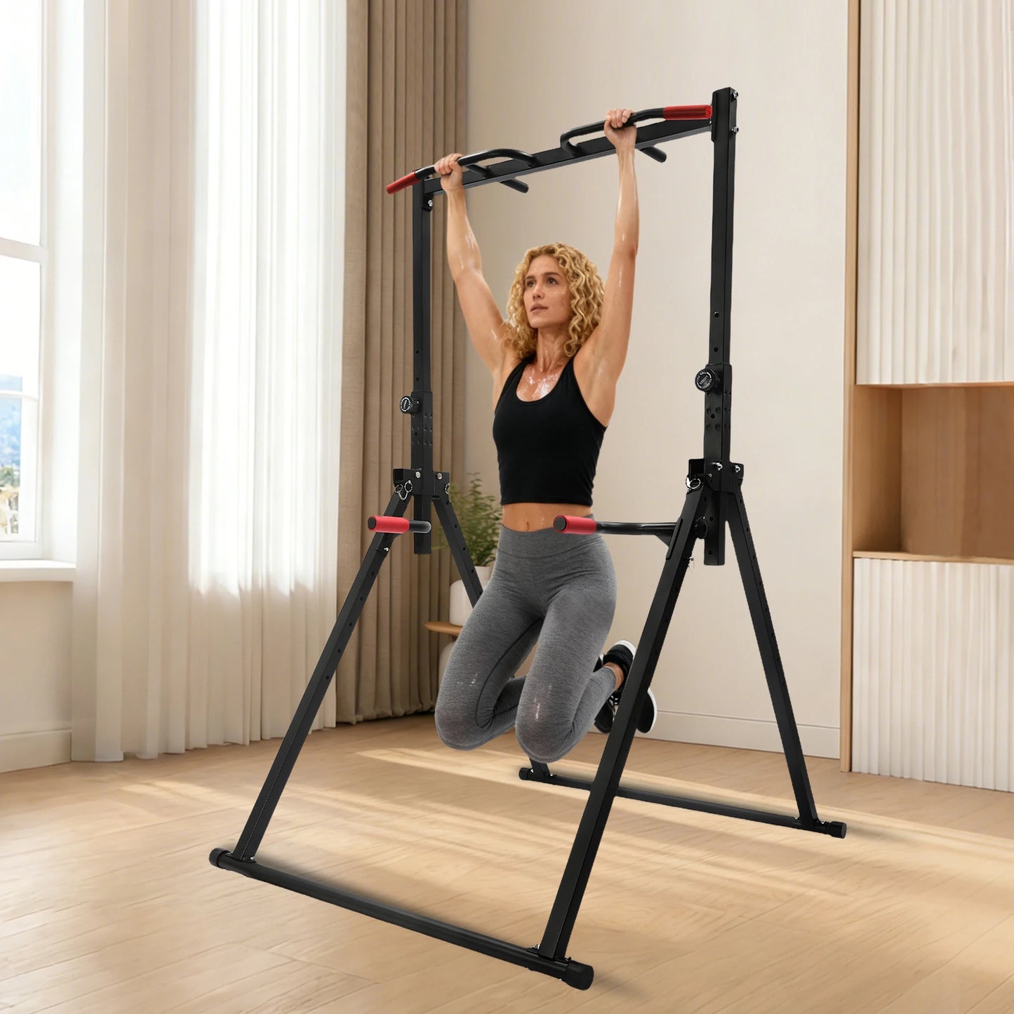 Adjustable Pull Up Bar Home Gym Station With Parallel Bars