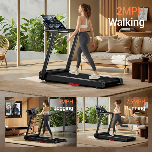 NONEDriving 3.0HP Brushless Foldable Home Treadmill HR Monitor