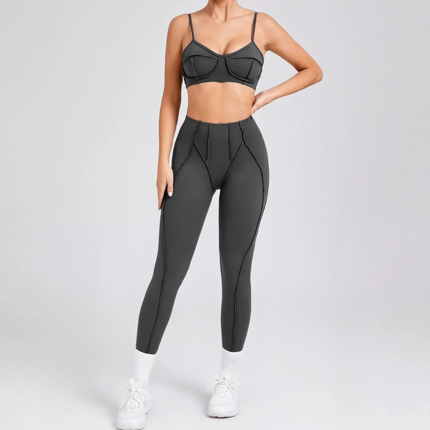 SVRNYX Seamless Yoga Set High Waist Leggings And Backless Bra