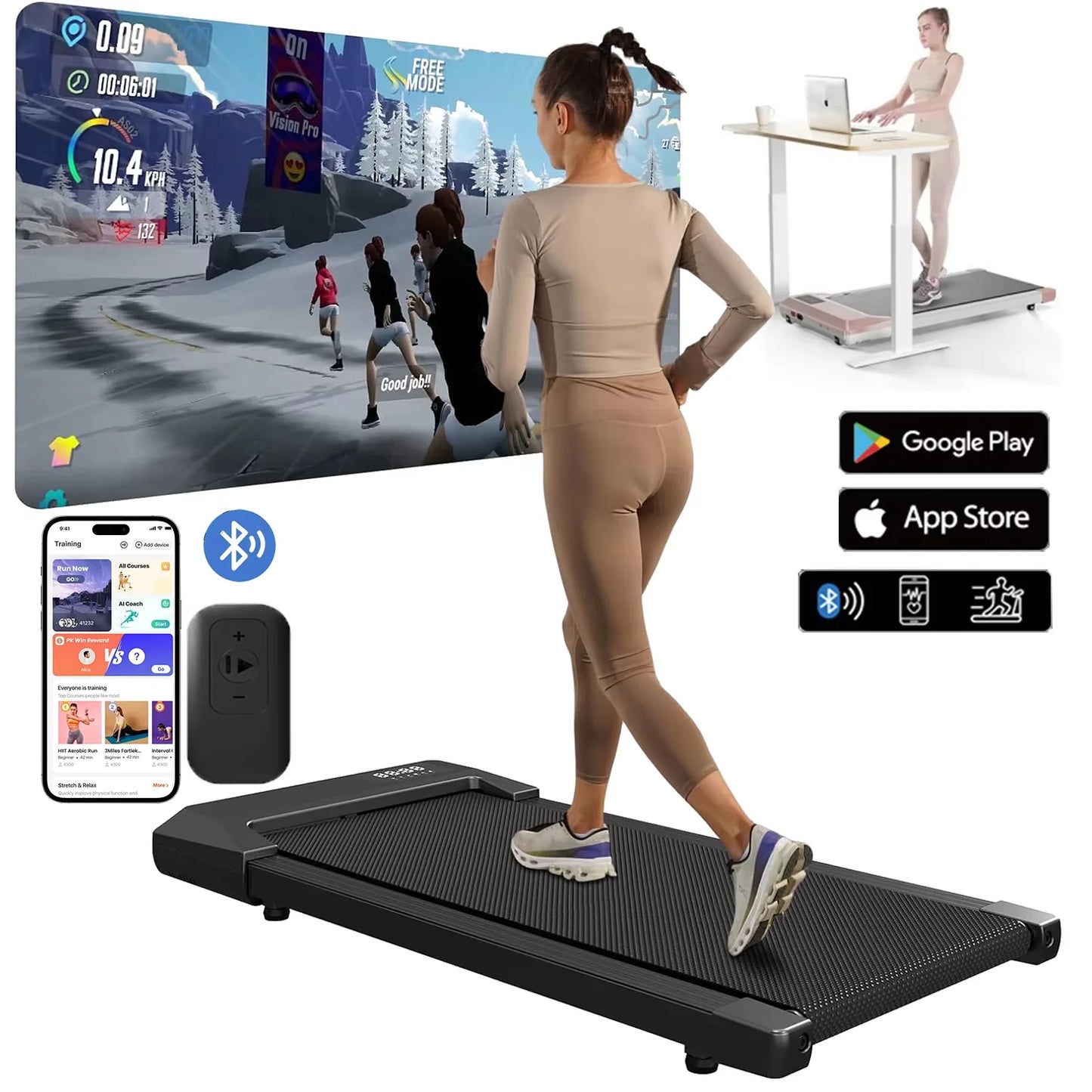 Superun 2In1 Home Treadmill Walking Running Machine