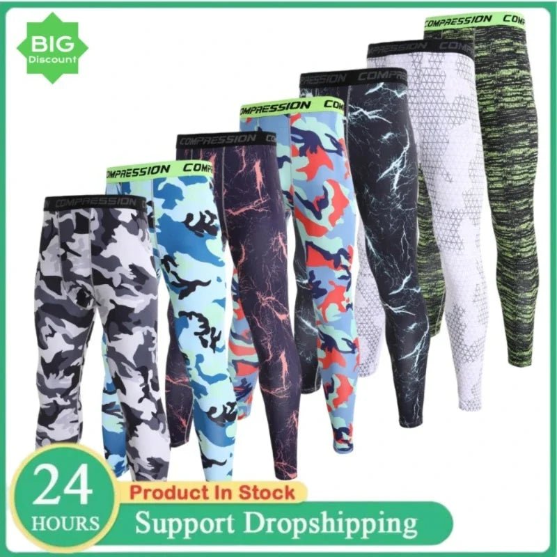 NONECN Men's Running Compression Leggings Quick Dry Fitness Pants
