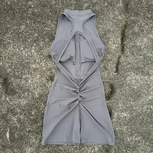 Womens Solid Scrunch Back Waist Yoga Jumpsuit Shorts Set