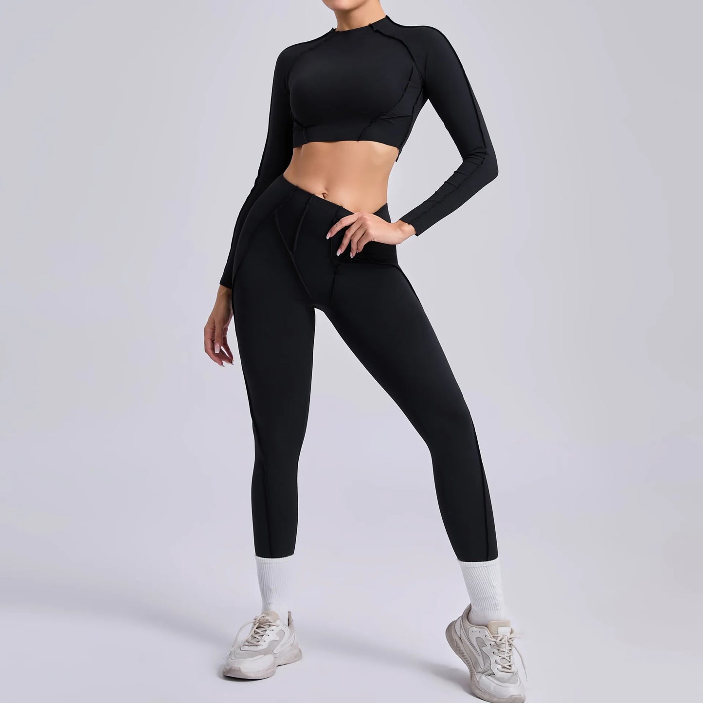 SVRNYX Seamless Yoga Set High Waist Leggings And Backless Bra