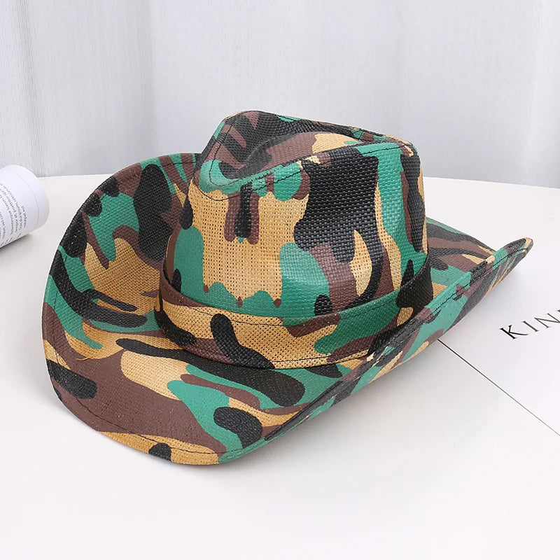 Outdoor New Classic American Flag Western Cowboy Hats Summer Women Sun Blocking Travel Cap Men Wide Brim Beach Party Fishing Hat