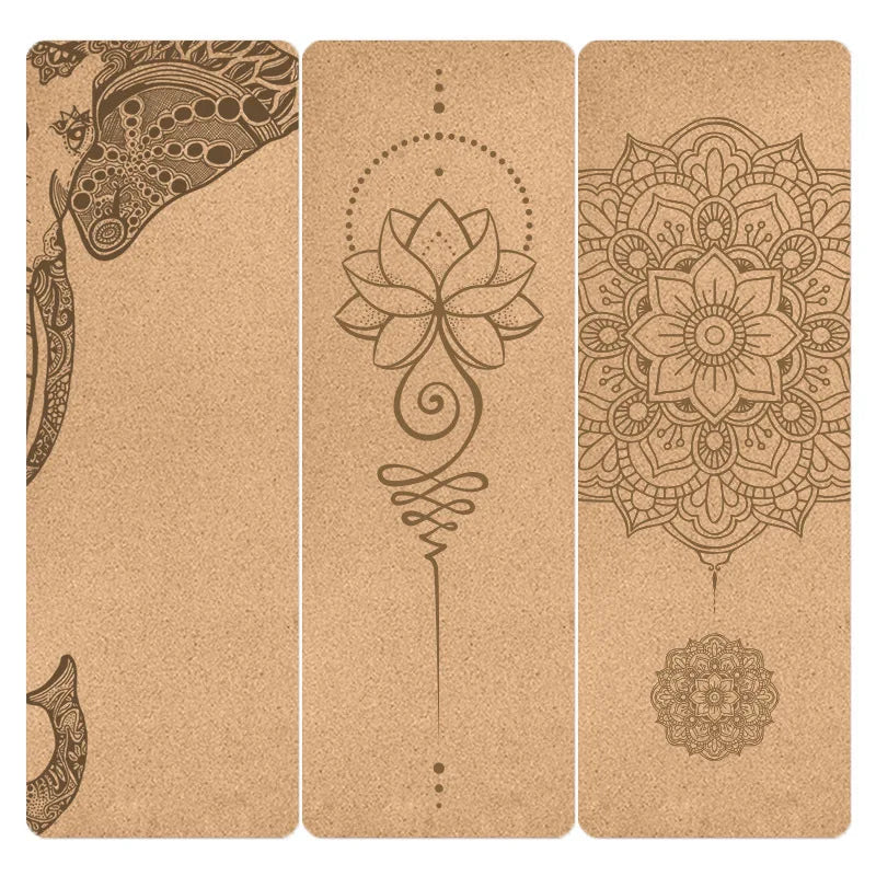 Penggue Natural Cork TPE Yoga Mat Non Slip Sweat Absorbing Pad With Bag