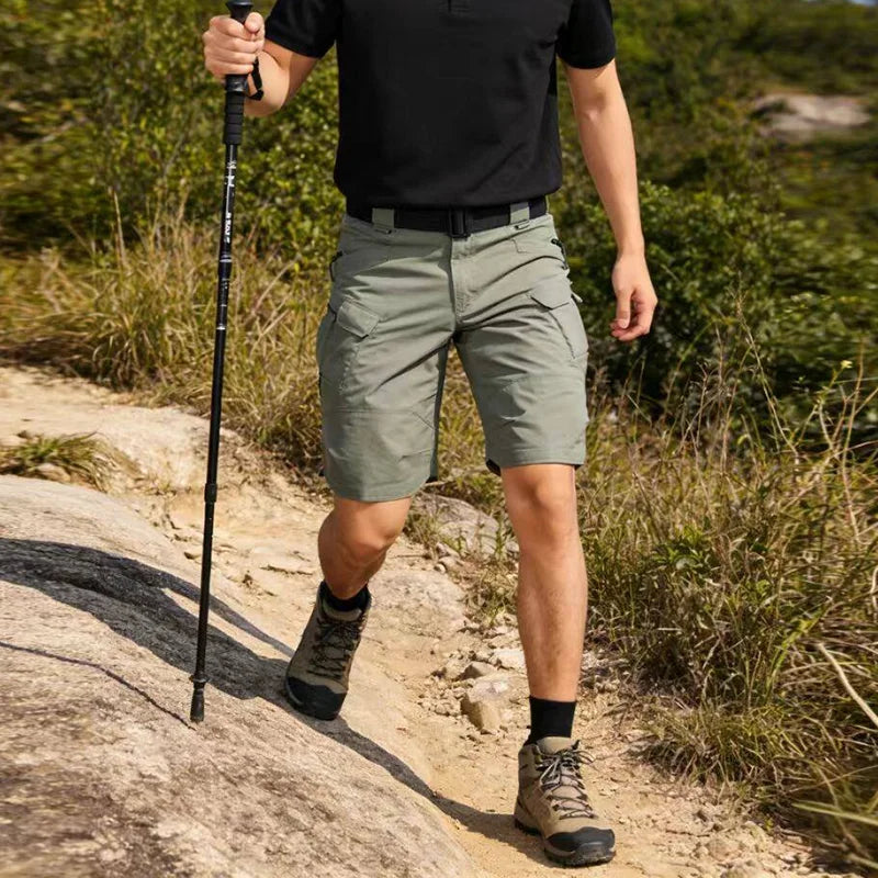 Mens Tactical Shorts 2Pcs Outdoor Climbing Multiple Pocket Casual Work Short Pant Summer Thin Wear-Resistant Knee Length Pant