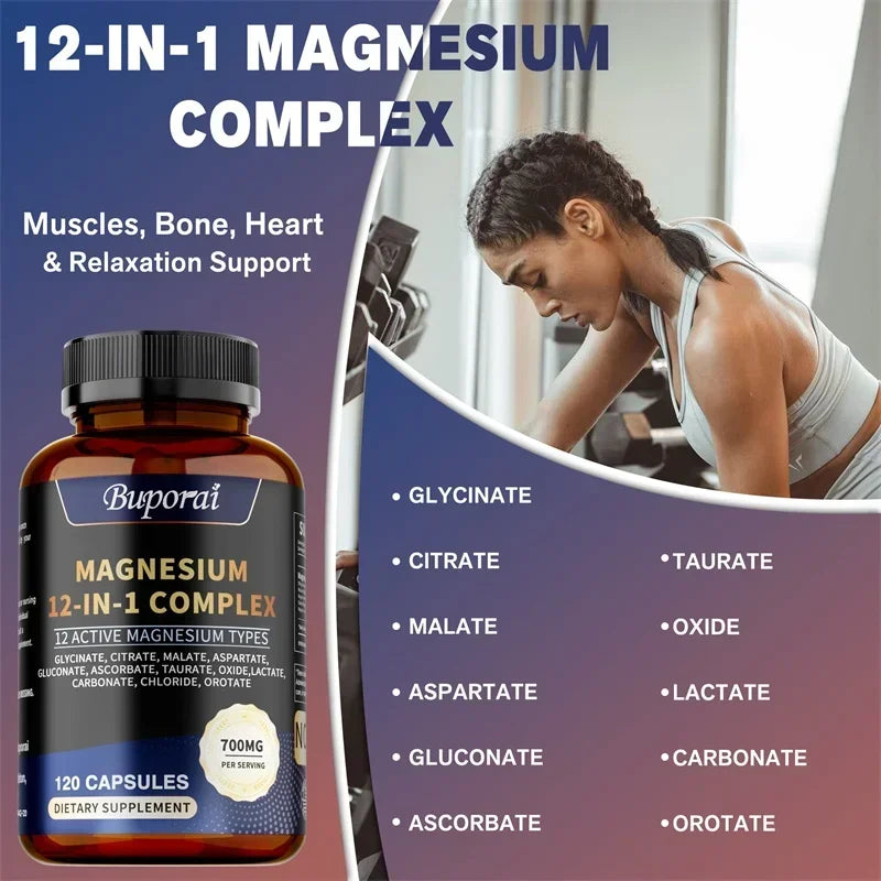 PslalaeCharge Magnesium Complex for Bone and Heart Health 120 Capsules