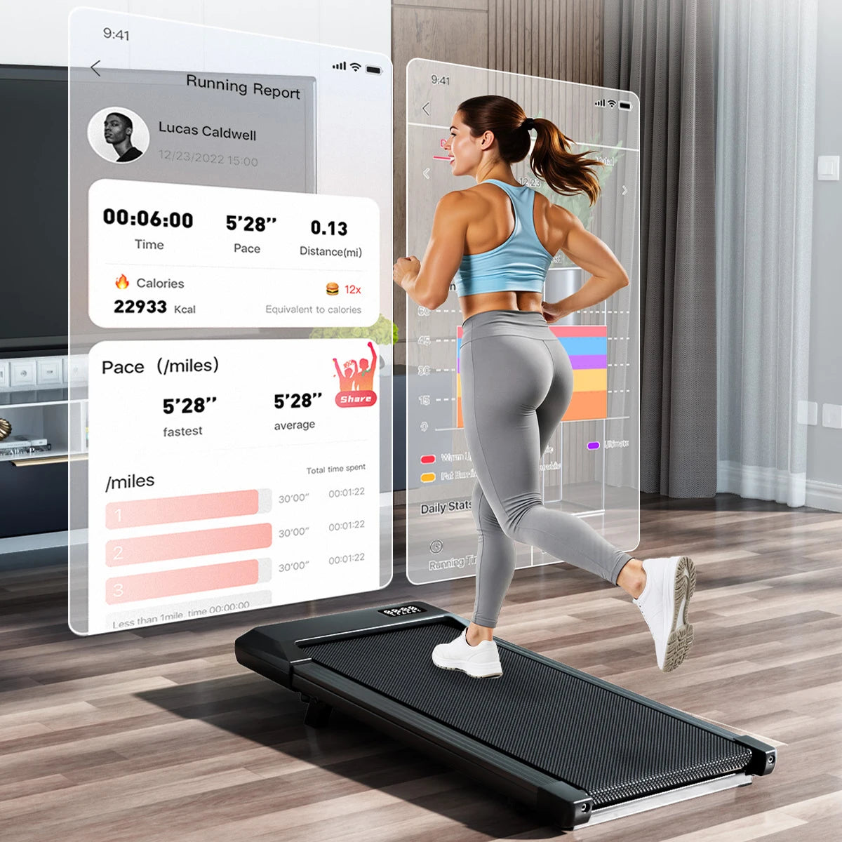 Superun Under Desk Treadmill Walking Pad 2 HP Quiet Remote
