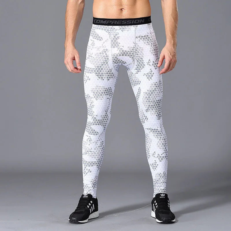 Camouflage Men's Running Compression Leggings Quick Dry Fitness Tights