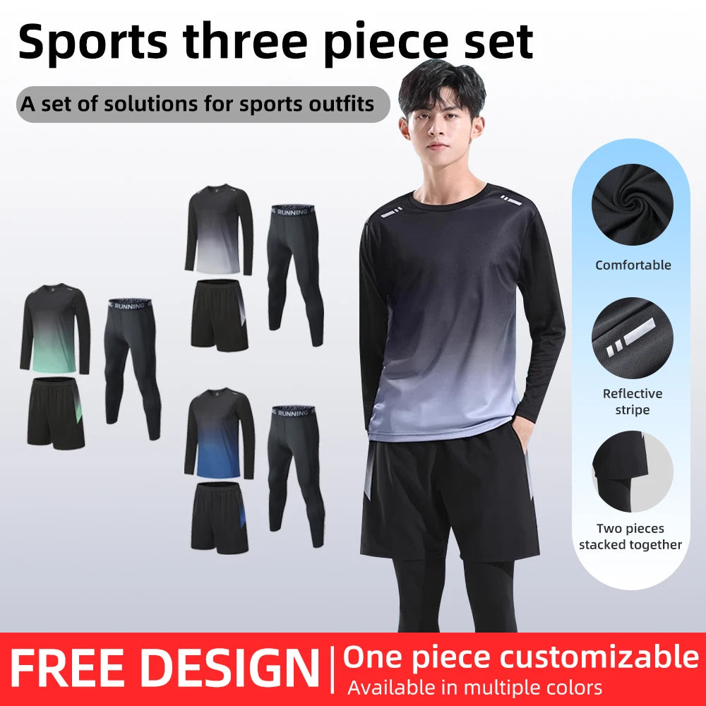 NONECN Men Compression Sportswear Tracksuit for Gym and Running