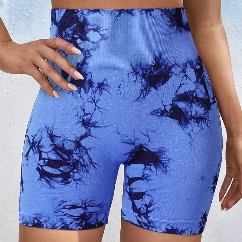Tie-Dye Yoga Shorts For Women High Elastic Gym Running Fitness