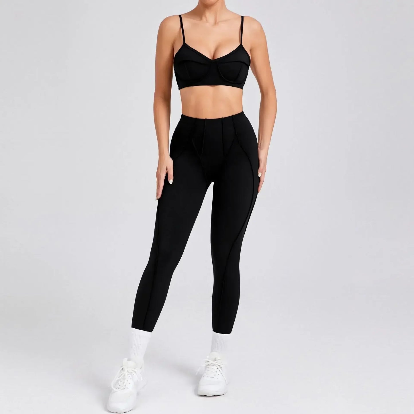 SVRNYX Seamless Yoga Set High Waist Leggings And Backless Bra