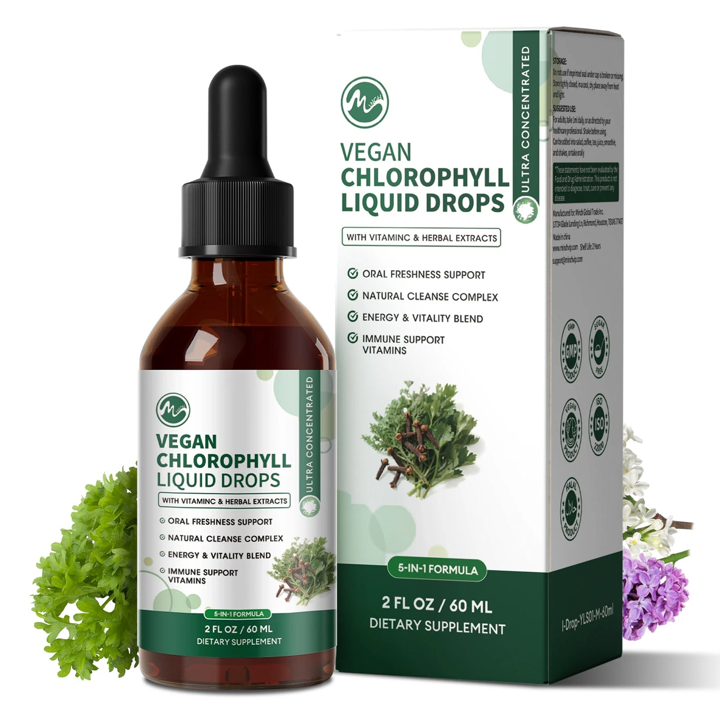 Minch Chlorophyll Liquid Drops 4X Concentrated,Supports Natural Cleansing & Immune Health,Internal Deodorant, Skin & Gut Health