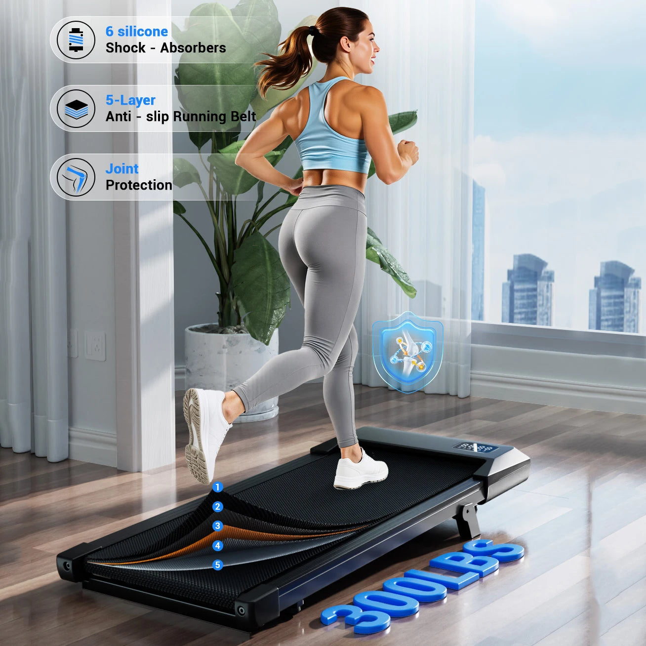 Superun Under Desk Treadmill Walking Pad 2 HP Quiet Remote