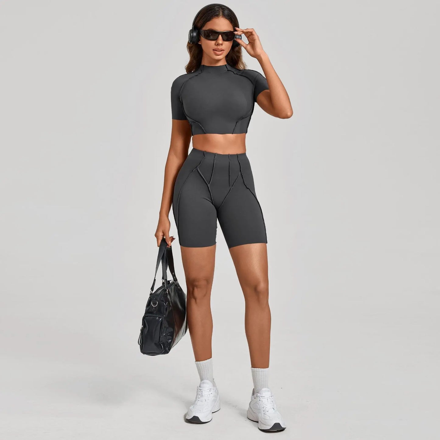 SVRNYX Seamless Yoga Set High Waist Leggings And Backless Bra