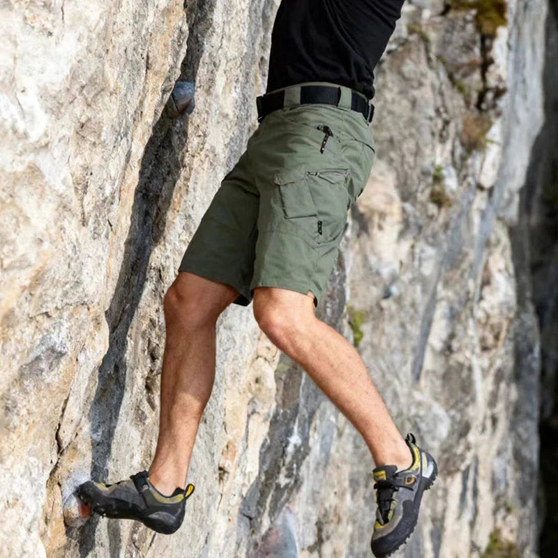 Mens Tactical Shorts 2Pcs Outdoor Climbing Multiple Pocket Casual Work Short Pant Summer Thin Wear-Resistant Knee Length Pant