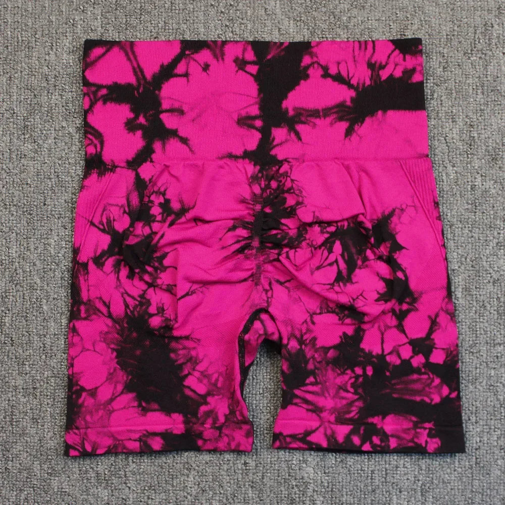 Tie-Dye Yoga Shorts For Women High Elastic Gym Running Fitness