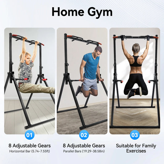 Adjustable Pull Up Bar Home Gym Station With Parallel Bars