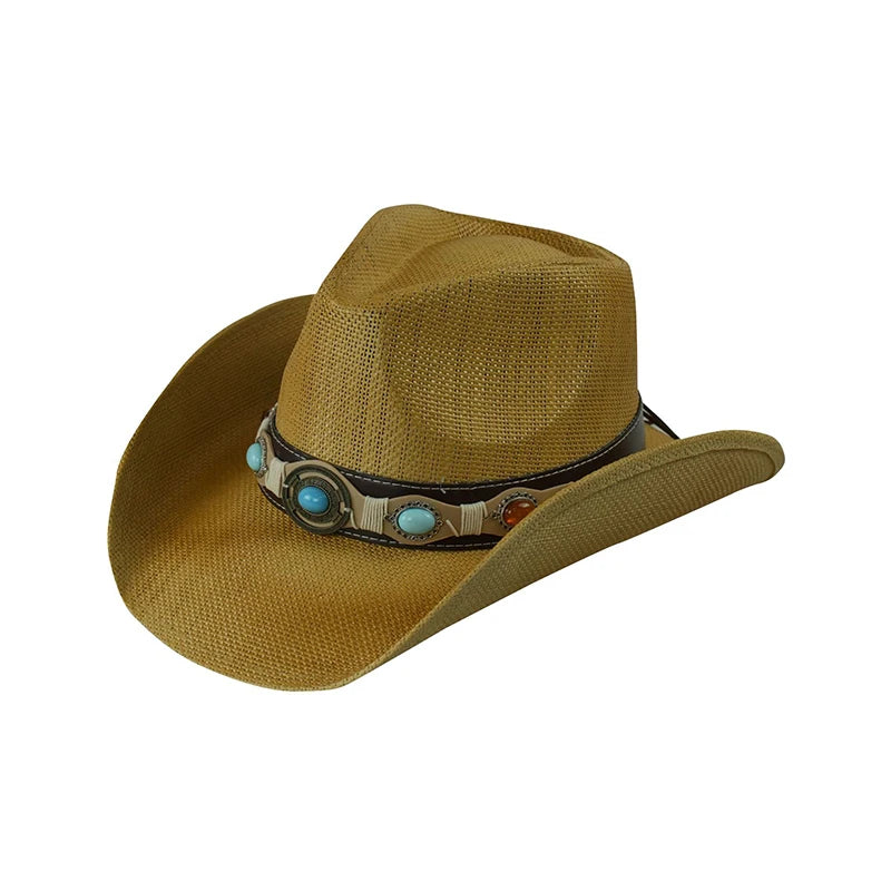 Outdoor New Classic American Flag Western Cowboy Hats Summer Women Sun Blocking Travel Cap Men Wide Brim Beach Party Fishing Hat