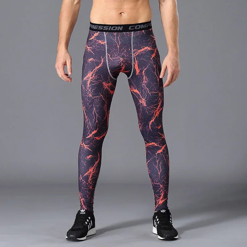 Camouflage Men's Running Compression Leggings Quick Dry Fitness Tights