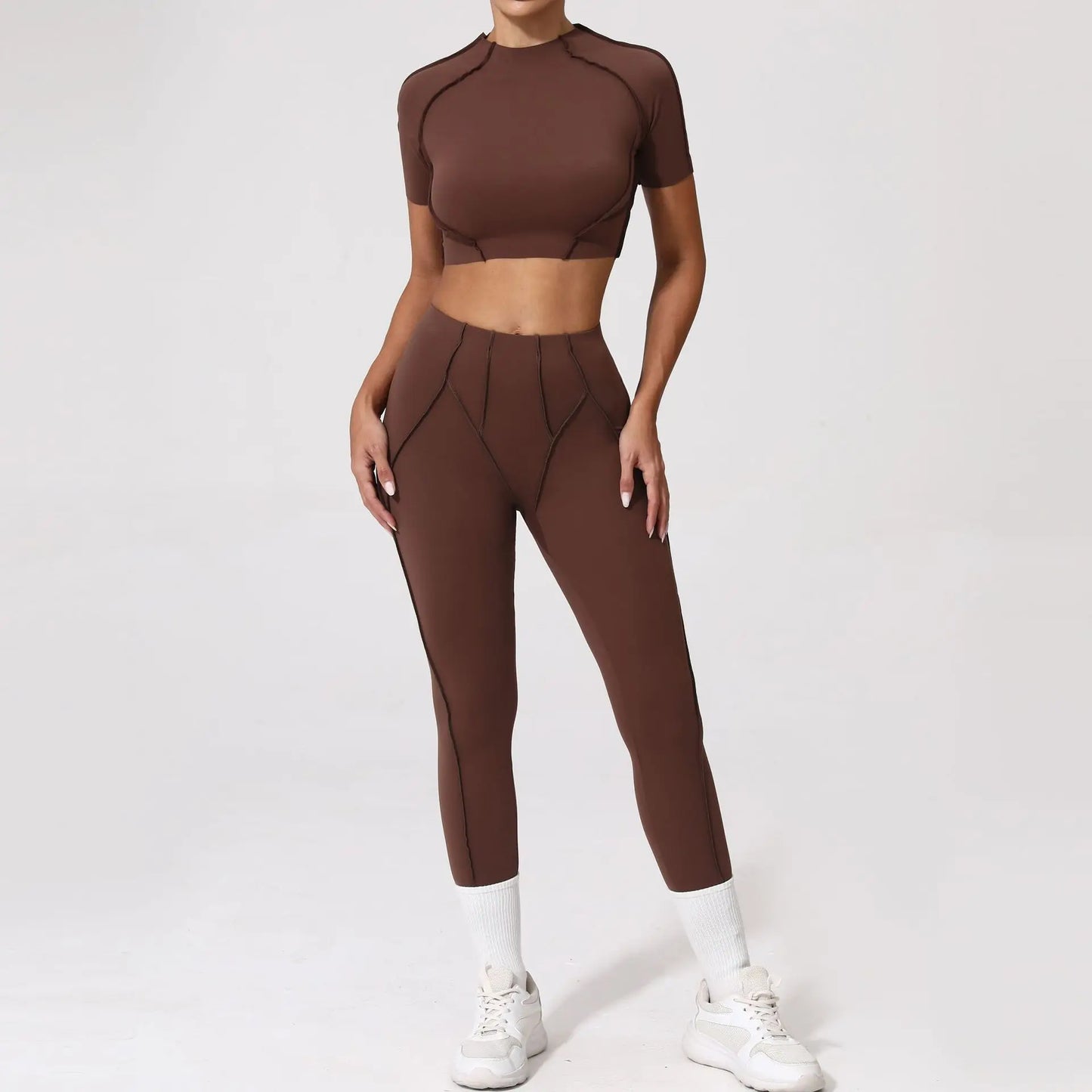 SVRNYX Seamless Yoga Set High Waist Leggings And Backless Bra