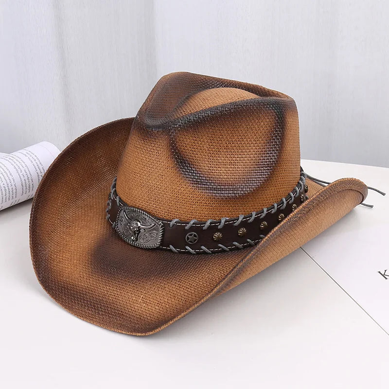 Outdoor New Classic American Flag Western Cowboy Hats Summer Women Sun Blocking Travel Cap Men Wide Brim Beach Party Fishing Hat