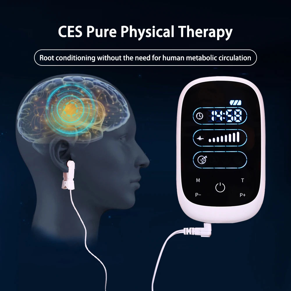 ATANGCES Insomnia Brain Stimulation Device With Ear Clip Electrode